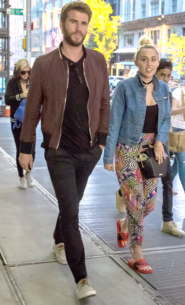Liam Hemsworth and Miley Cyrus in New York City last year. (Photo: Misha/Splash News)