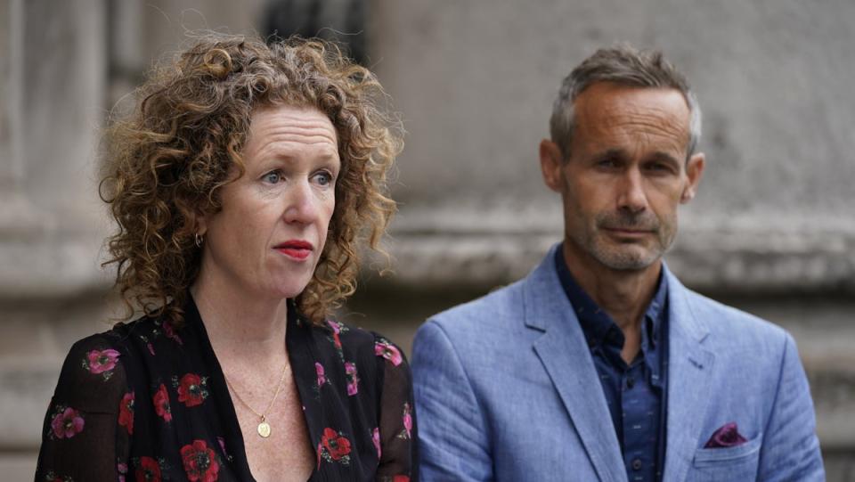 Sebastien and Maebh Quoirin outside the High Court in Dublin (Niall Carson/PA) (PA Wire)