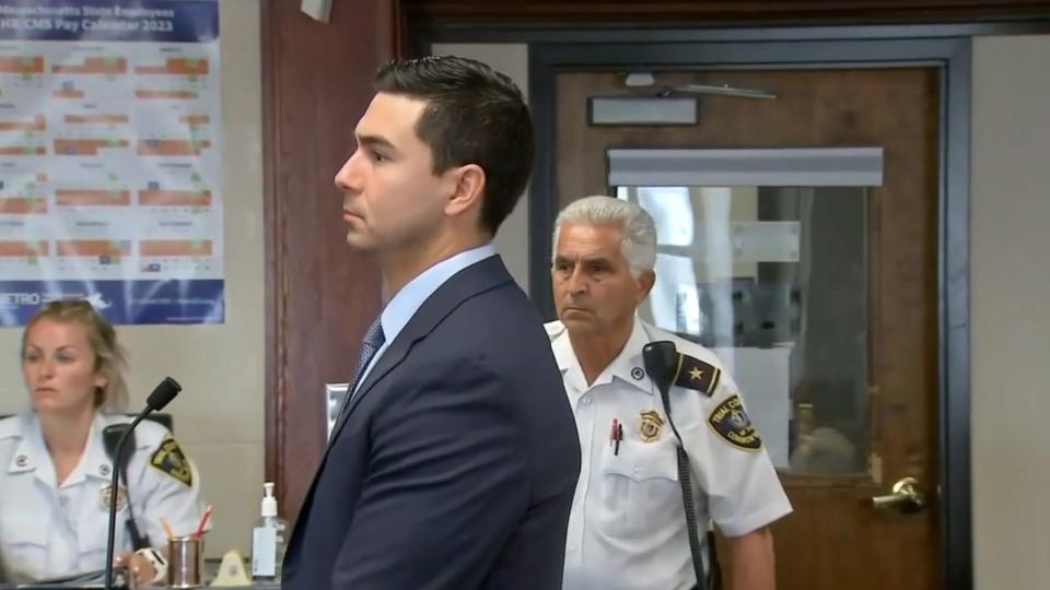 PHOTO: In this screen grab from a video, Matthew Nilo appears at a court hearing on July 13, 2023. (POOL)