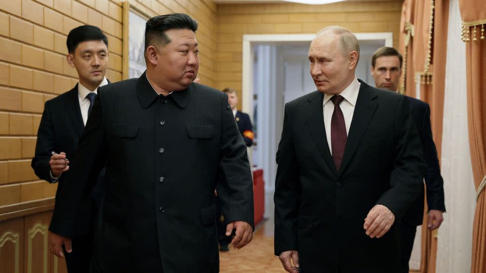 North Korean leader Kim Jong Un with Russia's President Vladimir Putin in Pyongyang on June 19, 2024. - Gavriil Grigorov/Sputnik/Reuters