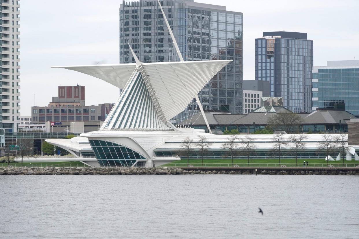 The Milwaukee Art Museum sits along the Lake Michigan shoreline in Milwaukee on May 9, 2024.