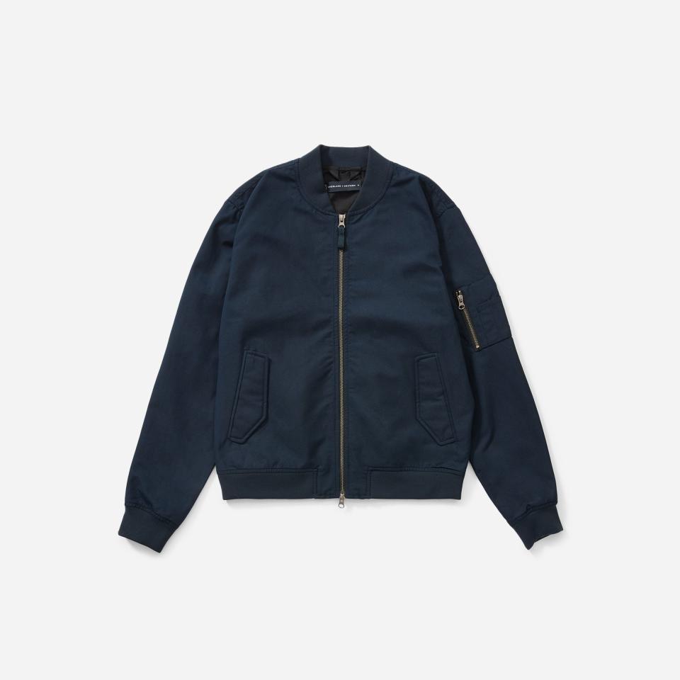 <p><a href="https://go.redirectingat.com?id=74968X1596630&url=https%3A%2F%2Fwww.everlane.com%2Fproducts%2Fmens-uniform-bomber-jacket-navy&sref=https%3A%2F%2F" rel="nofollow noopener" target="_blank" data-ylk="slk:Shop Now;elm:context_link;itc:0;sec:content-canvas" class="link ">Shop Now</a></p><p>Bomber Jacket</p><p>everlane.com</p><p>$148.00</p>