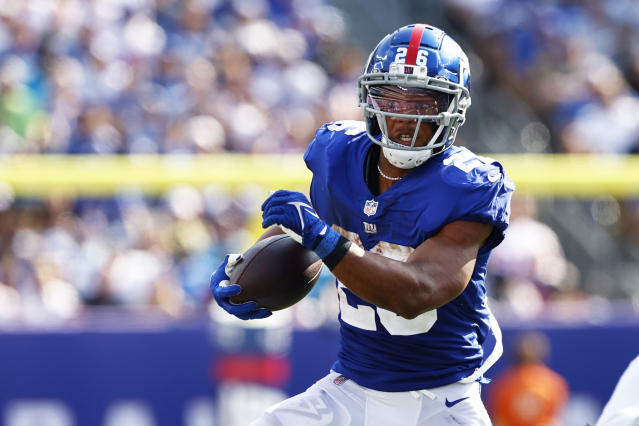 A general overall interior view of MetLife Stadium as the New York Giants  take on the Carolina Panthers during the first half an NFL football game,  Sunday, Sept. 18, 2022, in East