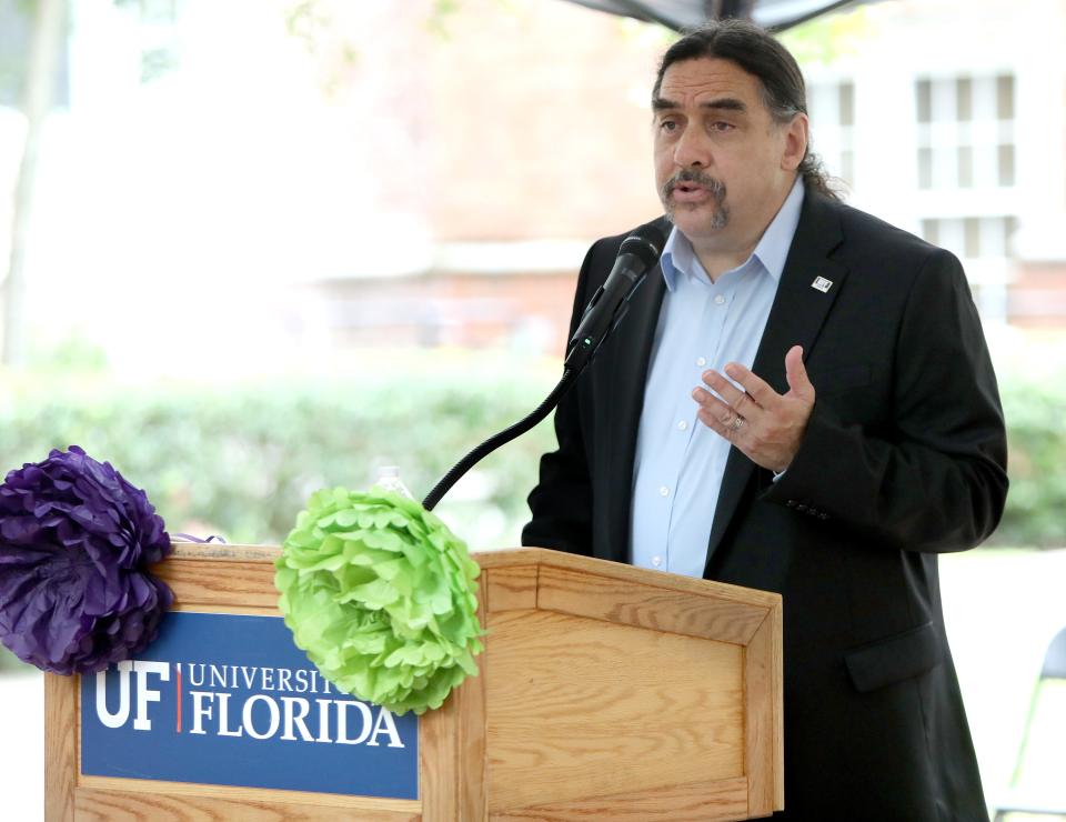Paul Ortiz, director of the Samuel Proctor Oral History Program, speaks at an event held on the University of Florida campus in Gainesville in June 25.