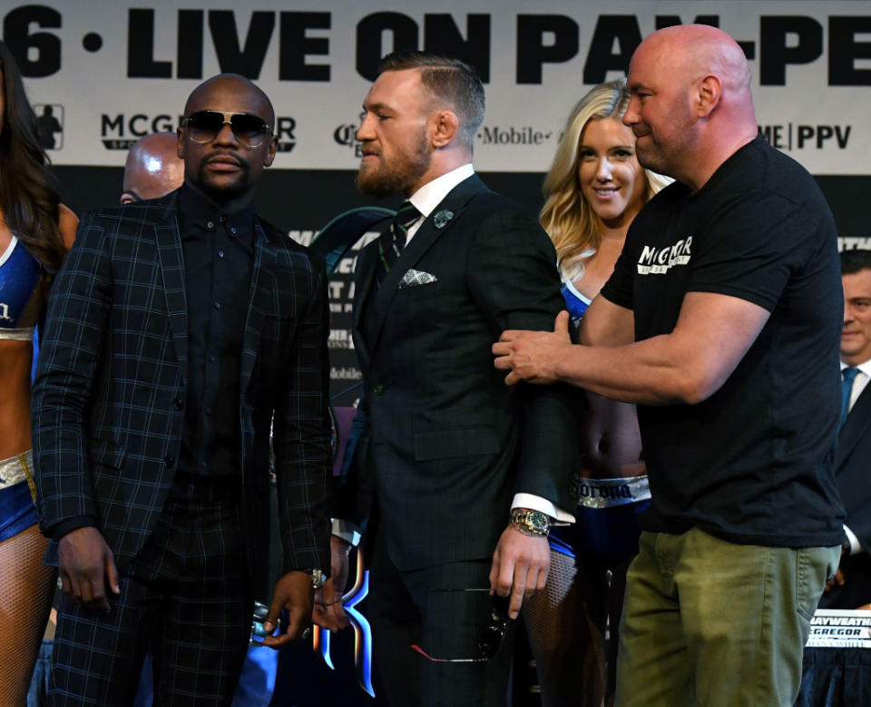 Floyd Mayweather wasn’t bothered by Conor McGregor’s taunts. (Getty)