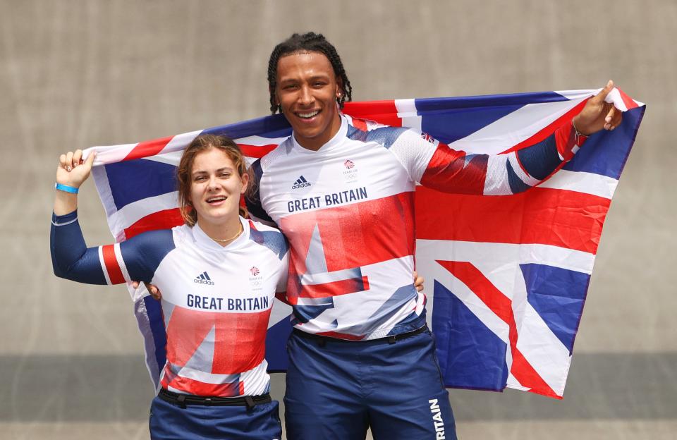 Gold medalist Bethany Shriever of Team Great Britain and silver medalist Kye Whyte (Getty Images)