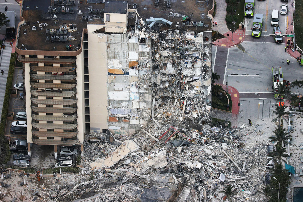 Search and Rescue personnel work after the partial collapse of the 12-story Champlain Towers South condo building on June 24, 2021, in Surfside, Fla. (Joe Raedle / Getty Images)