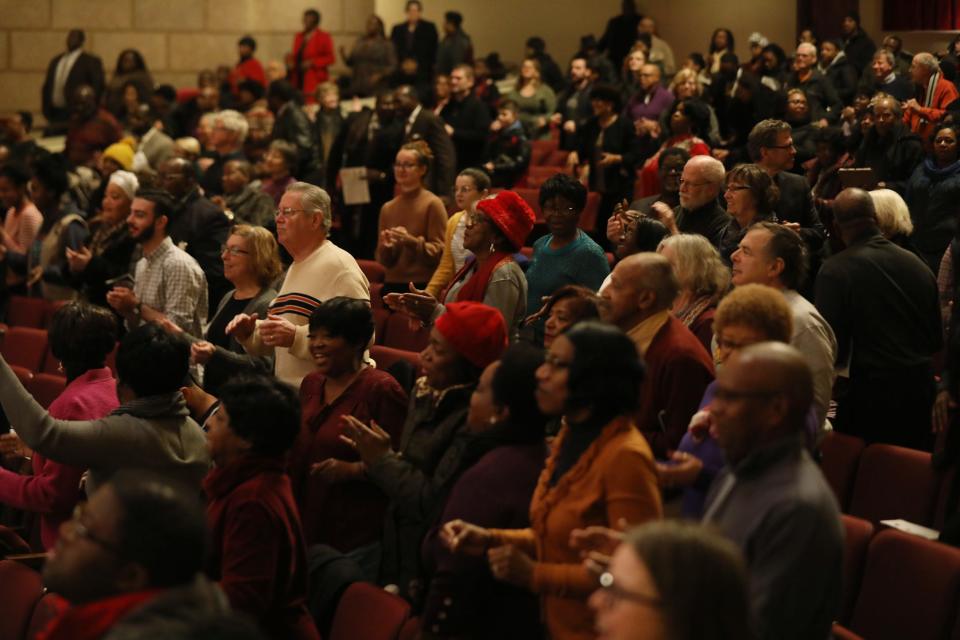 The audience at MLK Day Community Celebration in 2020 clapped and sang along to a song by the MLK Community Choir.