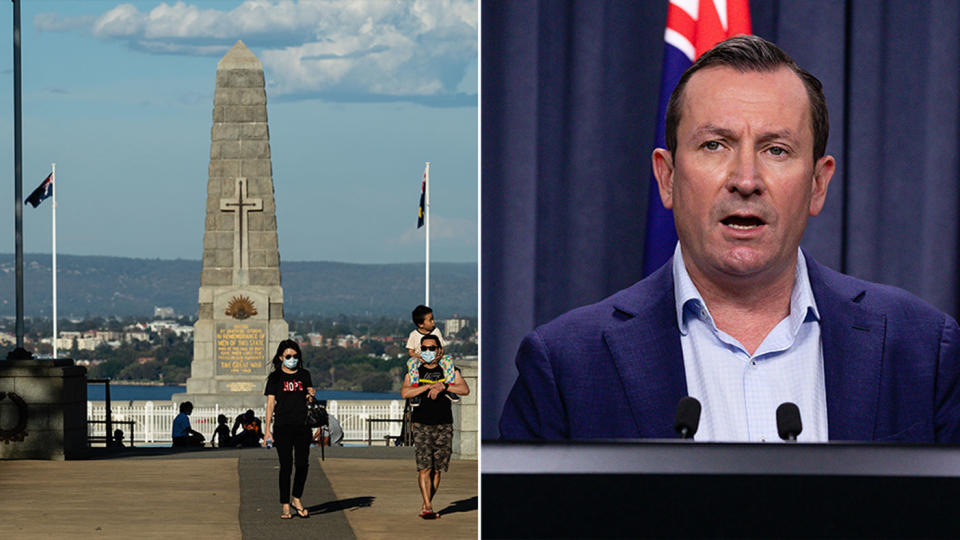 Anzac Day services were cancelled after Metropolitan Perth and the Peel region went into a three-day lockdown. Source: AAP