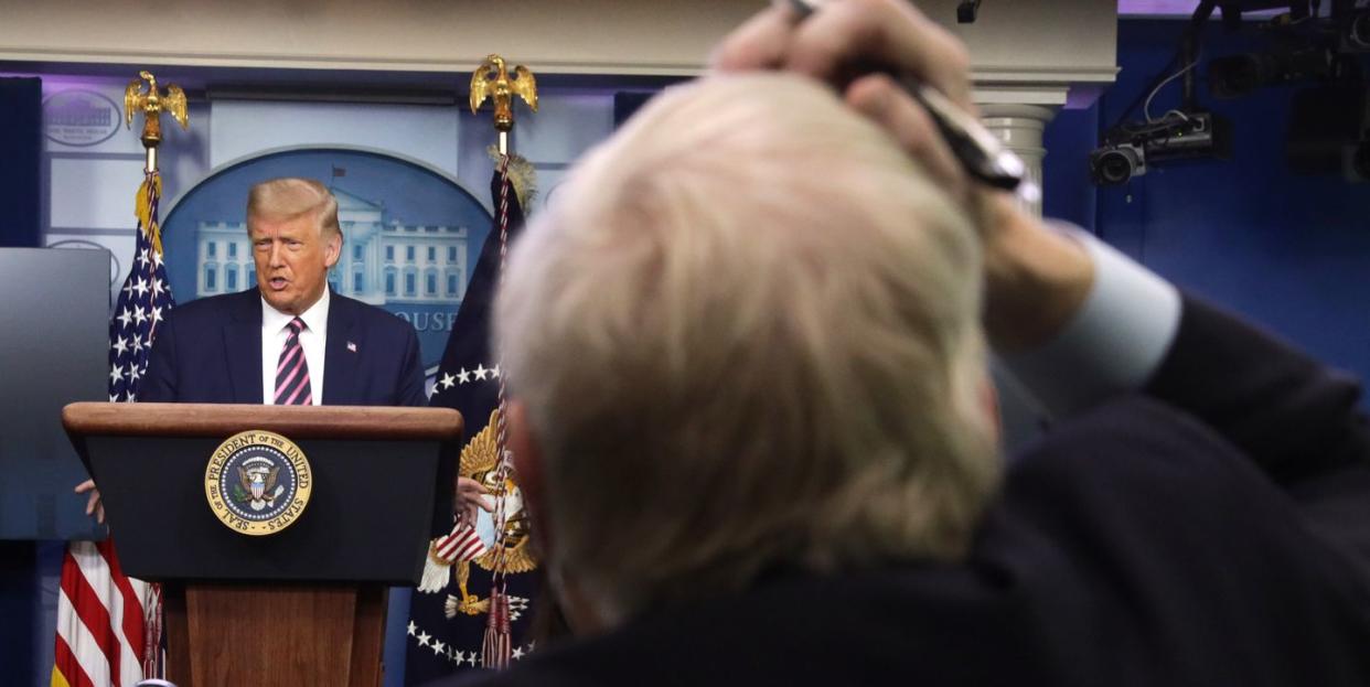 president trump holds news conference at the white house