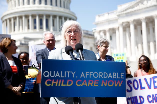 Sen. Patty Murray (D-Wash.) joins members of Congress and advocates to push for child care in budget reconciliation outside the U.S. Capitol on June 9, 2022, in Washington, D.C. (Photo: Paul Morigi via Getty Images)