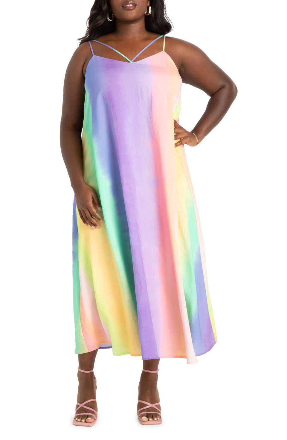 Eloquii Rainbow Trapeze Maxi Dress