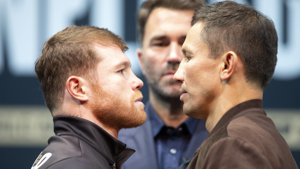  Canelo and GGG eyeball to eyeball at the final press conference before their trilogy fight 