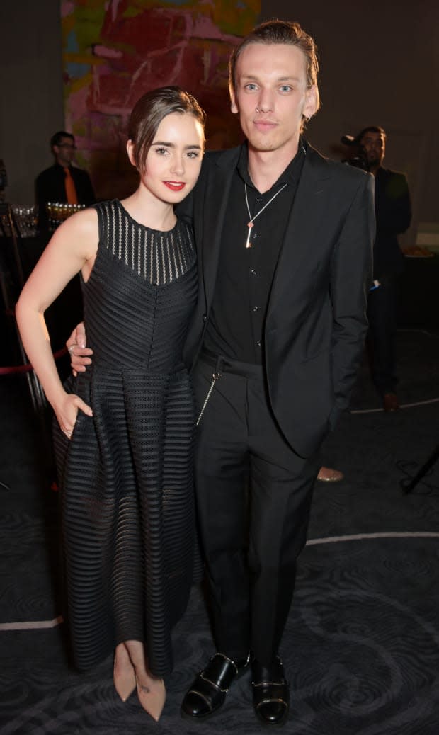 Lily Collins and Jamie Campbell Bower in 2015<p>David M. Benett/Dave Benett/Getty Images</p>