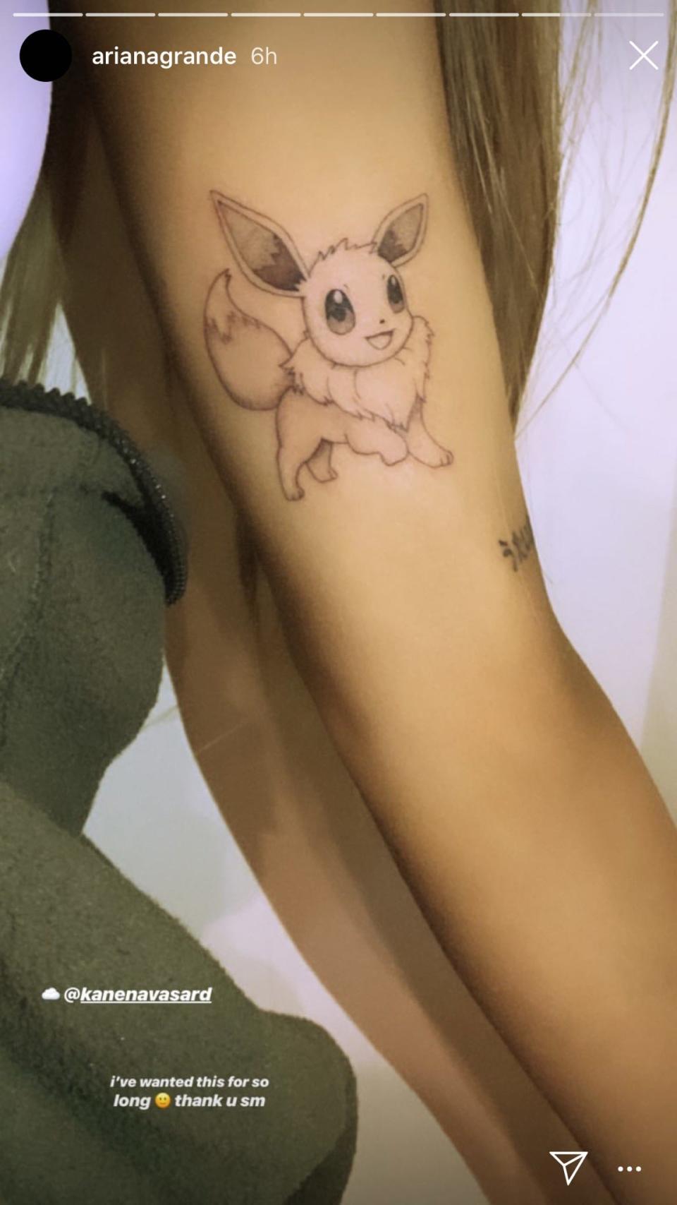 ariana grande eevee tattoo