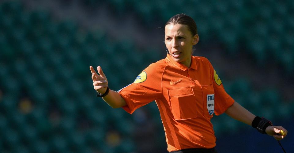 <p>Stephanie Frappart has also refereed matches in Ligue 1 this season</p> (AFP via Getty Images)