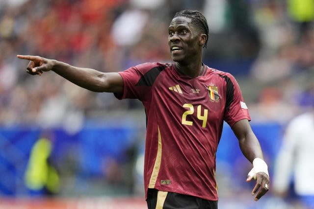 Amadou Onana playing for Belgium at Euro 2024