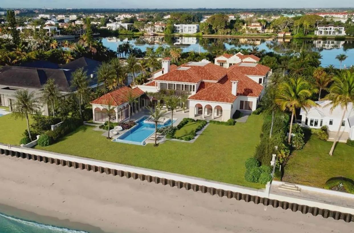 In Manalapan near Palm Beach, a rendering shows what an ocean-to-lake estate at 1140 S. Ocean Blvd. would look like, once a major renovation is completed. With construction on the project underway, the property just sold for $32.5 million, the price reported Jan. 19 in the multiple listing service.