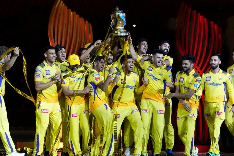 Champions: The Chennai Super Kings are celebrating winning the IPL for the fifth time  (AP)