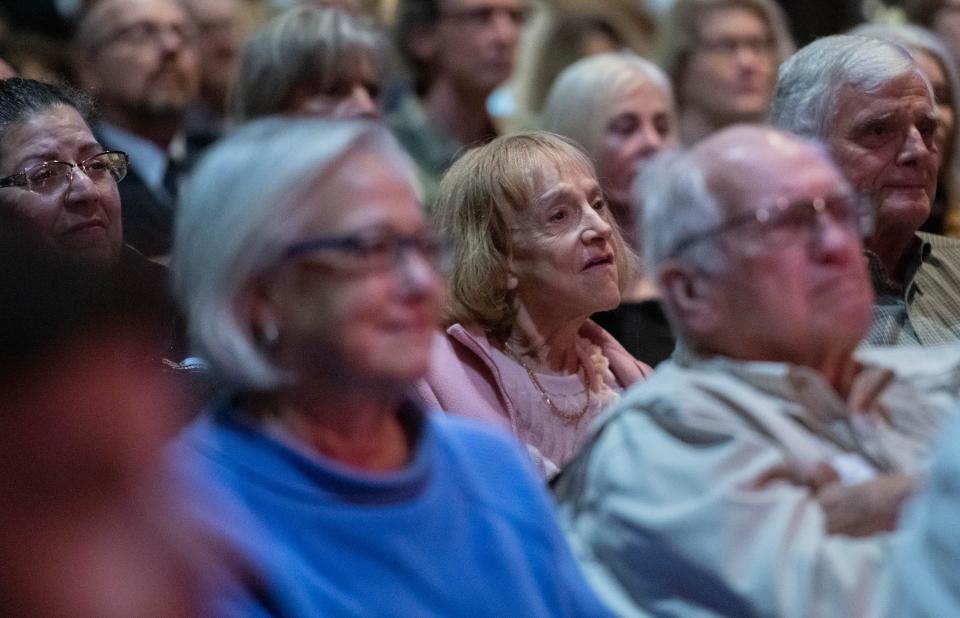 CivicCon attendees listen as Pensacola Mayor D.C. Reeves discusses the state of the city at The REX Theatre in downtown Pensacola on Tuesday, Feb. 7, 2023.