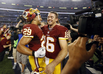 Colt McCoy (16) has guided the Redskins to victory in the two games he's played. (AP)