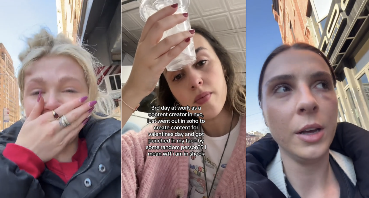 Screenshots of three women from separate TikTok videos.