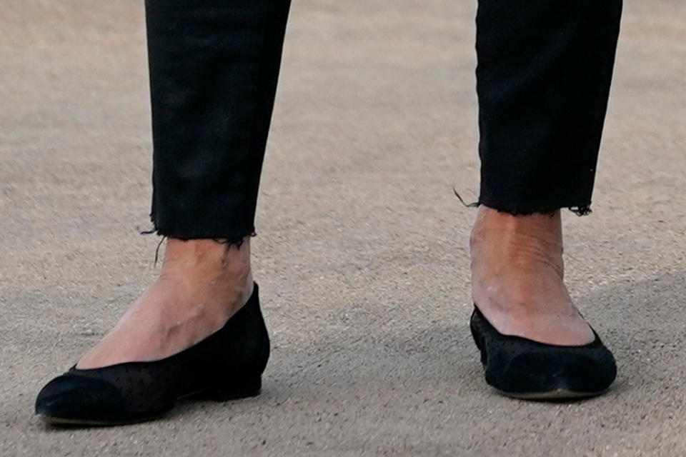 A closer view of Jill Biden’s heels. - Credit: AP