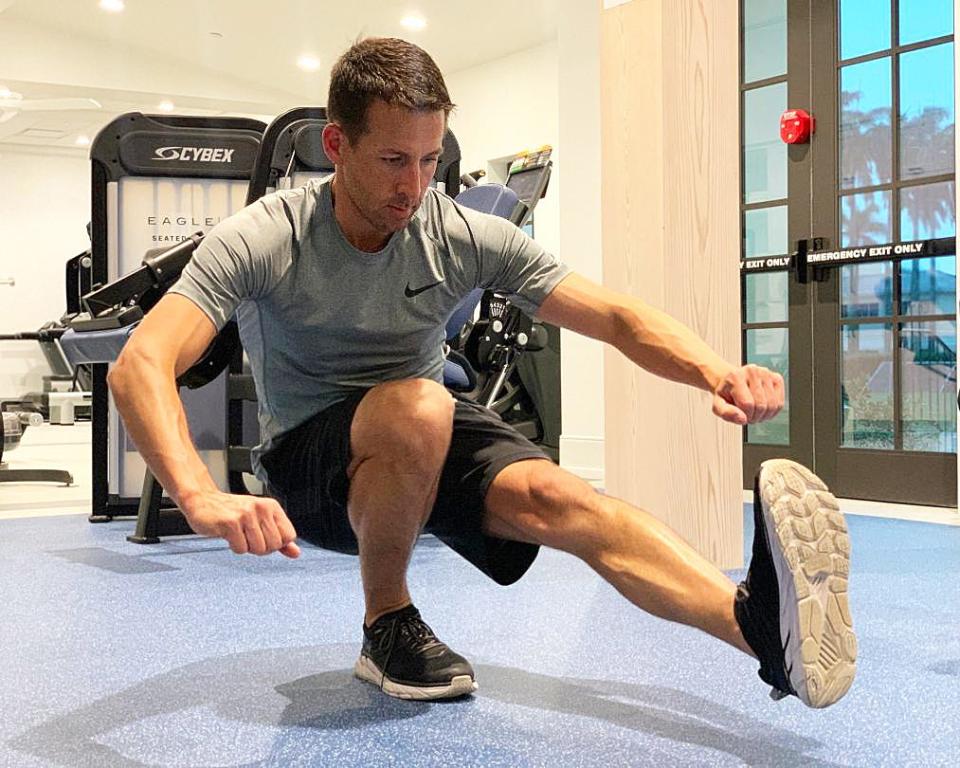 Mark Bresnahan working out at the fitness center at the Mandel Rec Center.