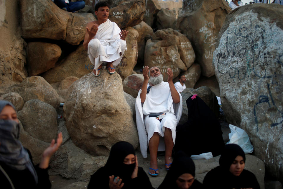 Pilgrims gather on Mount Mercy