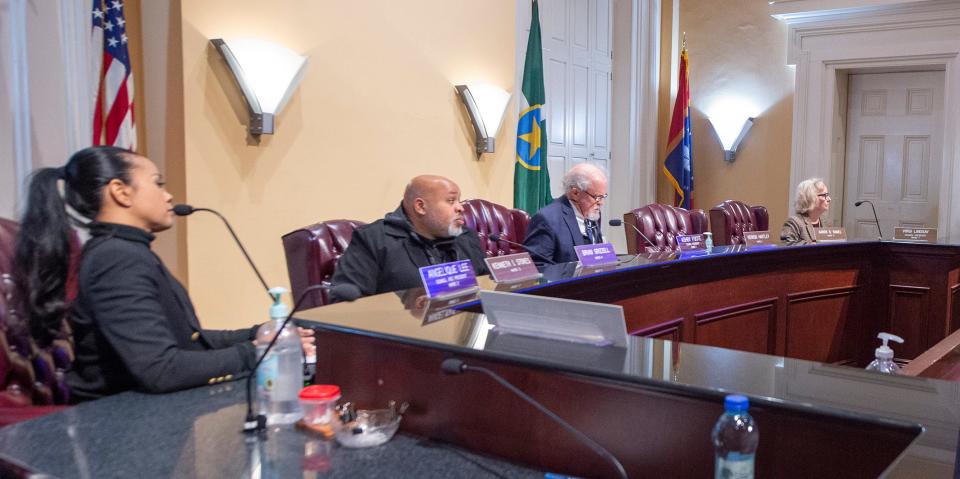 The Jackson City Council, seen in this Nov. 17, 2022, file photo, unanimously abstained from voting on increased water rates, proposed by third-party water administrator Ted Henifin, who does not need the council's approval to go forward with the plan.