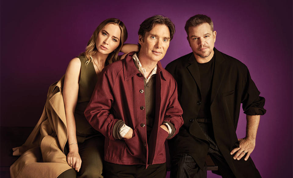 From left Emily Blunt, Cillian Murphy and Matt Damon were photographed June 15 at the Four Seasons in New York City.