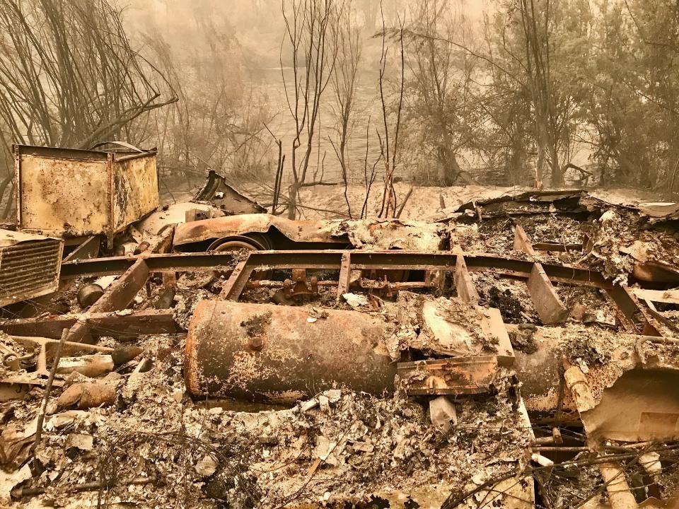 Images from the McKinney Fire along Highway 96 in Klamath River, California, on Sunday, July 31, 2022.