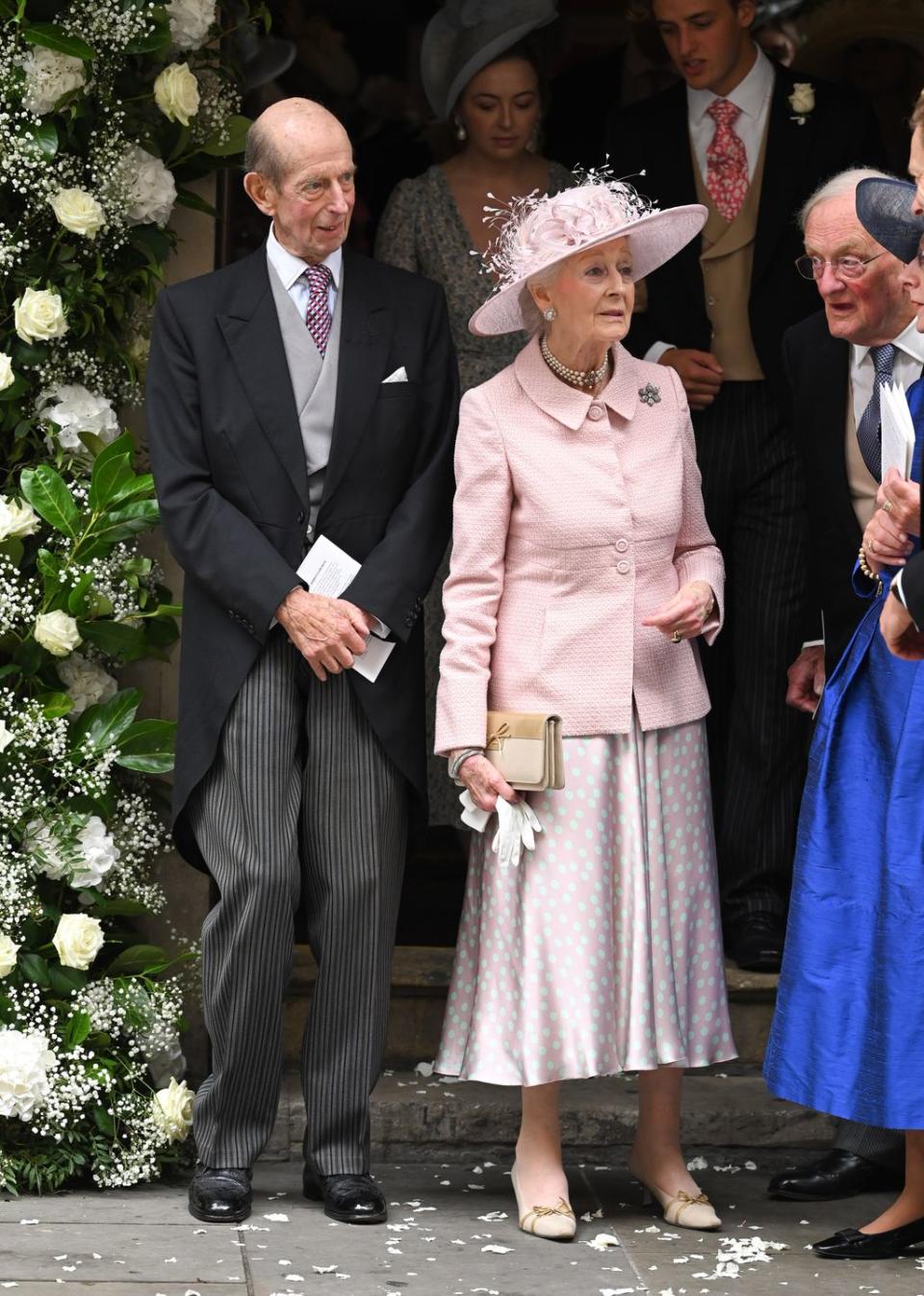 <p>Prince Edward attended his grand-niece <a href="https://www.townandcountrymag.com/society/tradition/g37544000/flora-ogilvy-timothy-vesterberg-royal-wedding-photos/?slide=1" rel="nofollow noopener" target="_blank" data-ylk="slk:Flora Alexandra Ogilvy's wedding to Timothy Vesterberg;elm:context_link;itc:0;sec:content-canvas" class="link ">Flora Alexandra Ogilvy's wedding to Timothy Vesterberg</a> alongside his sister Princess Alexandra.</p>