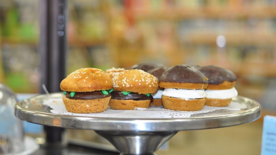 "Animal-style hamburgers" for dogs at the Dog Bakery in Mar Vista. <span class="copyright">(Amy Scattergood / Los Angeles Times)</span>