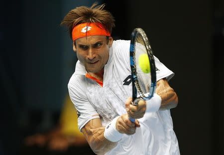 Spain's David Ferrer hits a shot during his quarter-final match against Britain's Andy Murray at the Australian Open tennis tournament at Melbourne Park, Australia, January 27, 2016. REUTERS/Issei Kato