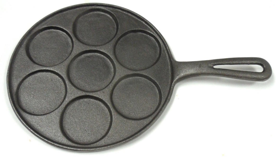Norpro Cast Iron Plett Pancake Pan - Seven 2 Inch Pancake Cavities 