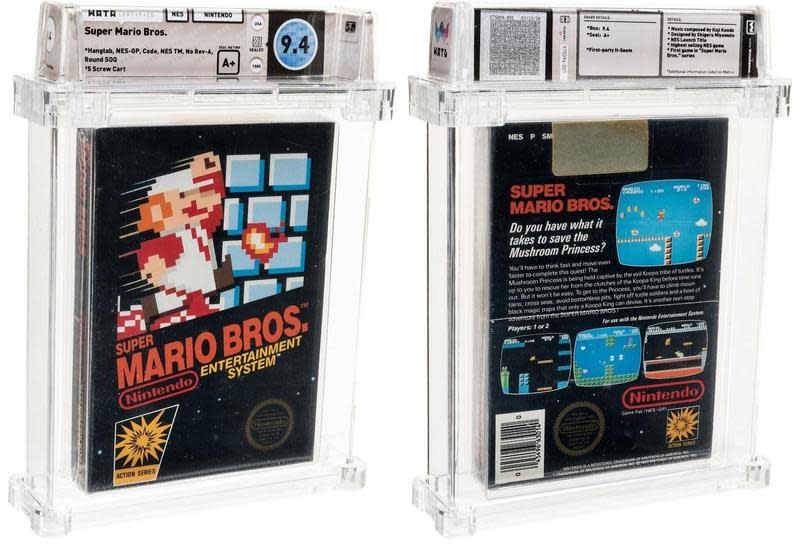 經典遊戲《超級瑪利歐兄弟》在拍賣會上創下天價。（翻攝自Heritage Auctions官網）
