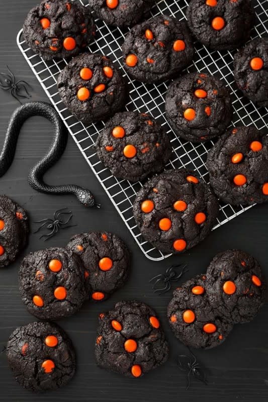 <p>Simply Happy Foodie</p><p><strong>Get the recipe: <a href="https://www.simplyhappyfoodie.com/dark-chocolate-halloween-cookies/" rel="nofollow noopener" target="_blank" data-ylk="slk:Dark Chocolate Halloween Cookies;elm:context_link;itc:0;sec:content-canvas" class="link ">Dark Chocolate Halloween Cookies</a></strong></p>