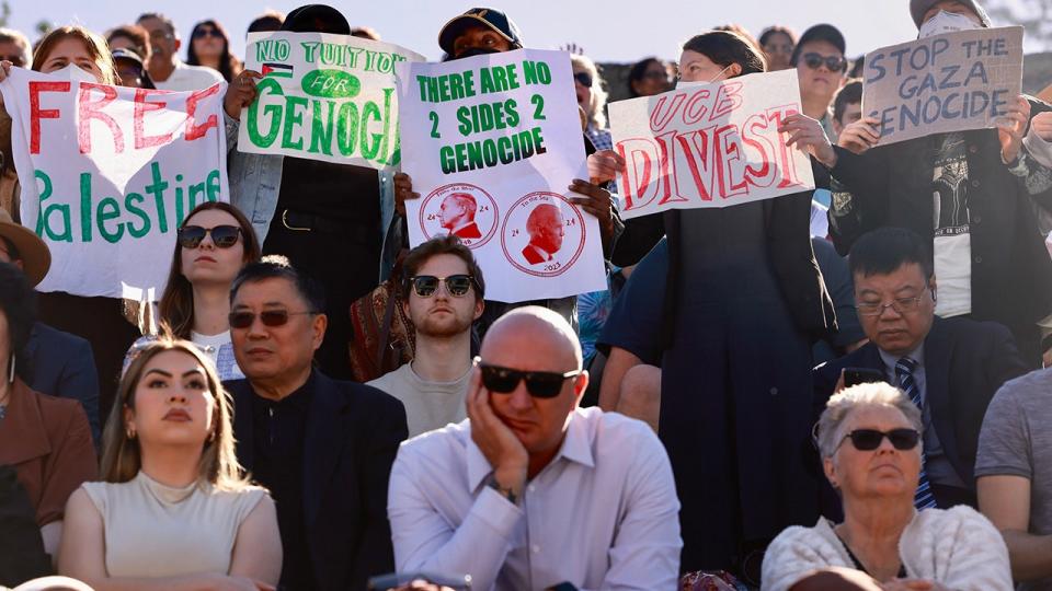 Protesters at UC Berkeley law school commencement