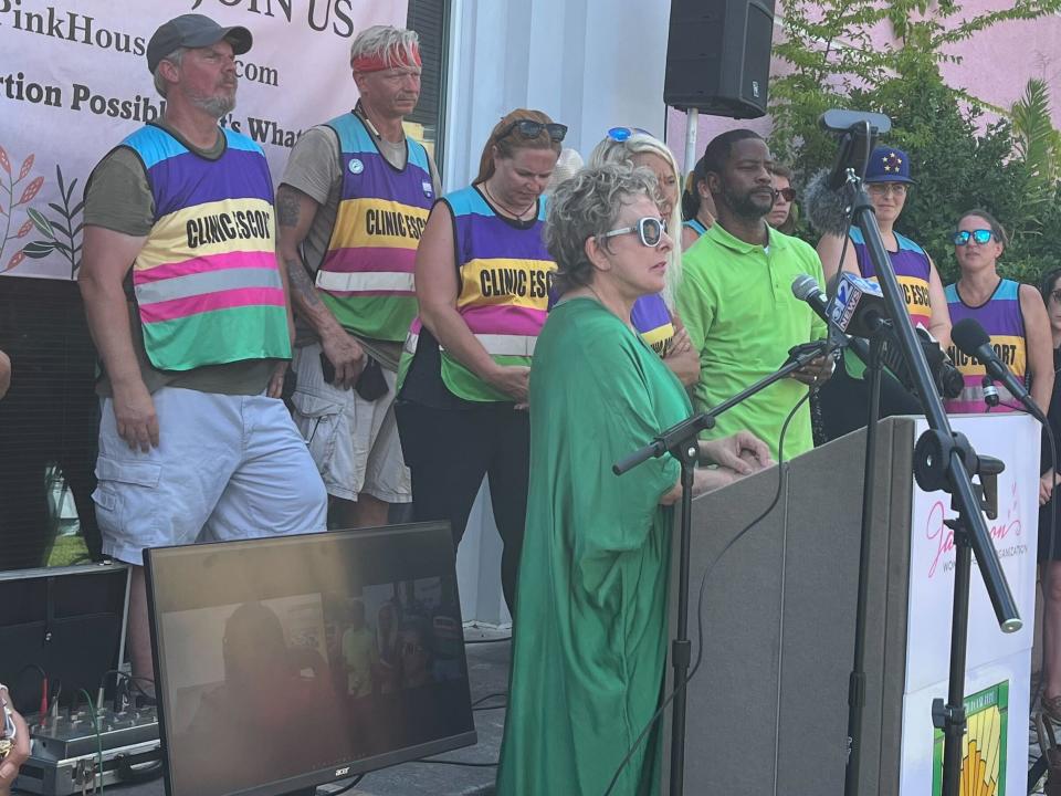 Diane Derzis, owner of the Jackson Women's Health Clinic, speaking at a news conference on Friday June 24, 2022 in Jackson, Mississippi.
