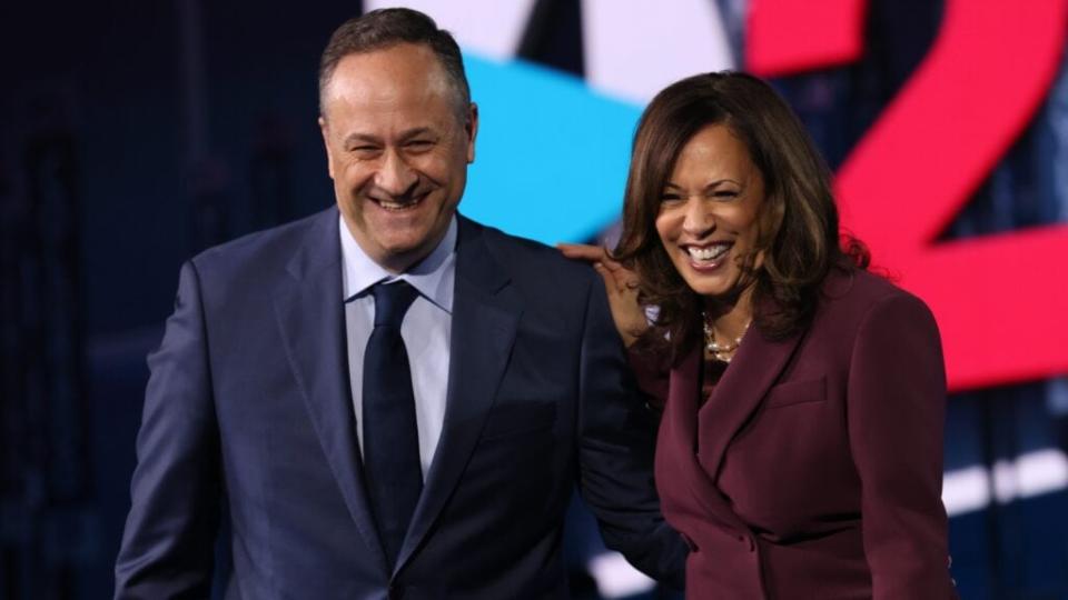 Recently-released tax returns reveal that Vice President Kamala Harris (right) and her husband, Second Gentleman Douglas Emhoff (left), earned more than double what President Joe Biden and First Lady Dr. Jill Biden earned in 2020. (Photo by Win McNamee/Getty Images)