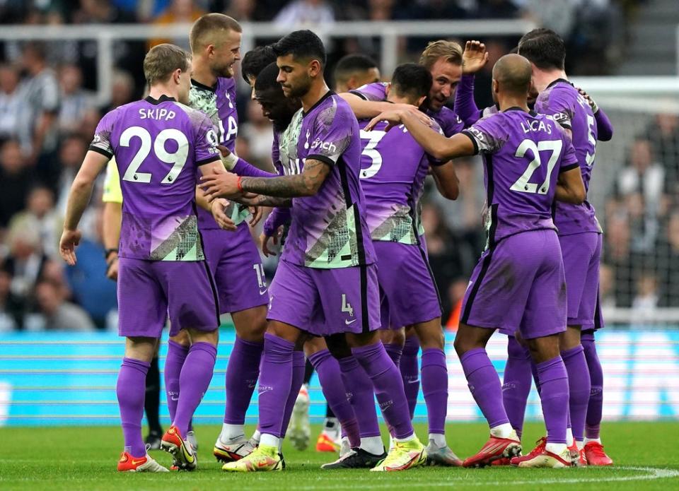 Tottenham’s Harry Kane (third right) scored his first Premier League goal of the season at Newcastle (Owen Humphreys/PA) (PA Wire)