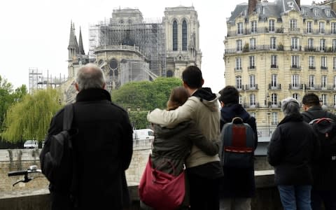 A bishop has confirmed no Easter services will be held at Notre-Dame after severe fire damage - Credit: Bertrand Guay/AFP