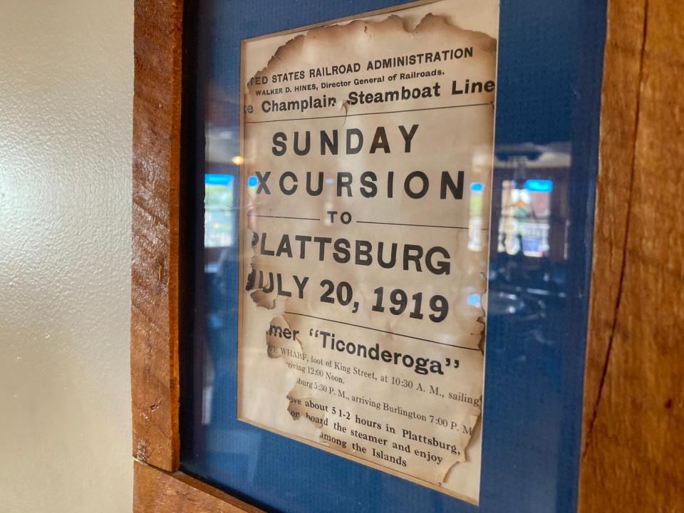 A poster on the wall July 26, 2023 at Shanty on the Shore evokes the Burlington restaurant's lakeside location.