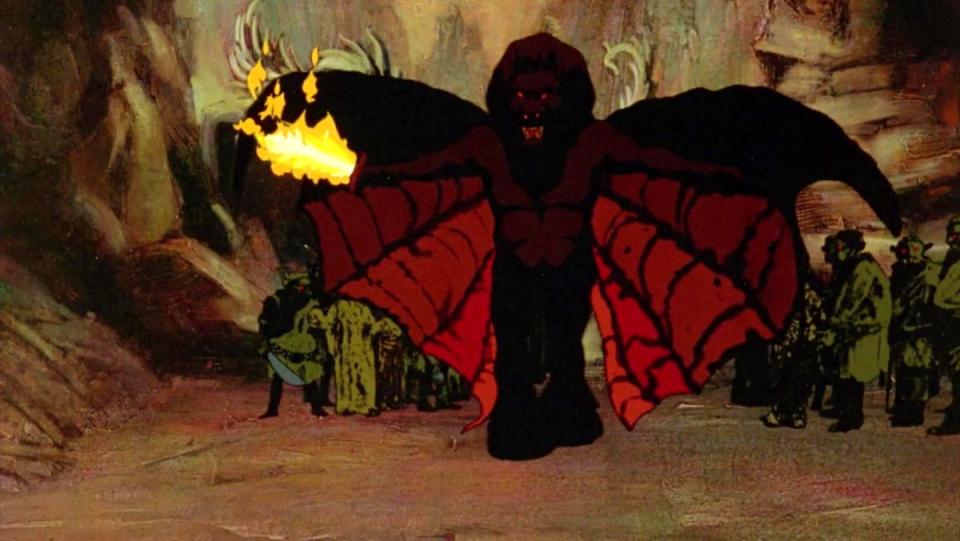 The Balrog's depiction in the animated Lord of the Rings had a lion's head and wings