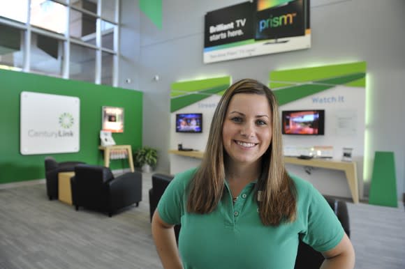 CenturyLink employee at a store lobby.