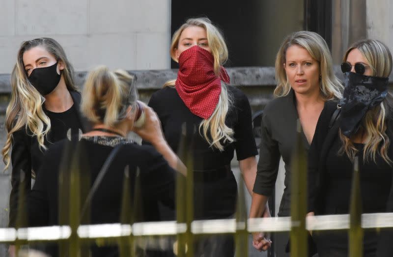 Actor Amber Heard arrives at the High Court in London