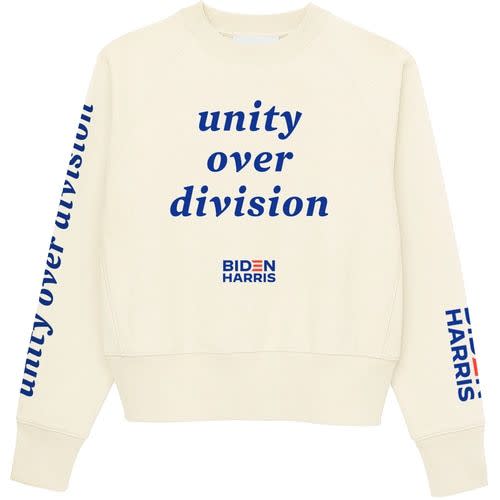 <p><strong>Thakoon Panichgul</strong></p><p>joebiden.com</p><p><strong>$60.00</strong></p><p><a href="https://store.joebiden.com/Thakoon-Panichgul-Unity-Over-Division-Pullover/" rel="nofollow noopener" target="_blank" data-ylk="slk:Shop Now;elm:context_link;itc:0;sec:content-canvas" class="link ">Shop Now</a></p>