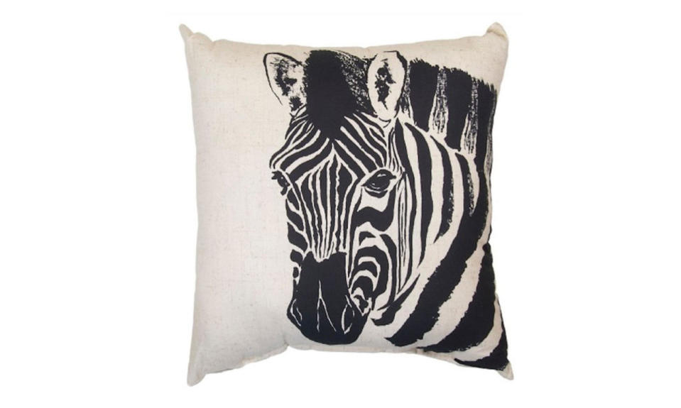 <p>18” Zebra Pillow, $11.99, <a href="http://www.target.com/p/18-pillow-zebra-threshold/-/A-49157261#prodSlot=_1_30" rel="nofollow noopener" target="_blank" data-ylk="slk:Target;elm:context_link;itc:0;sec:content-canvas" class="link ">Target</a></p>