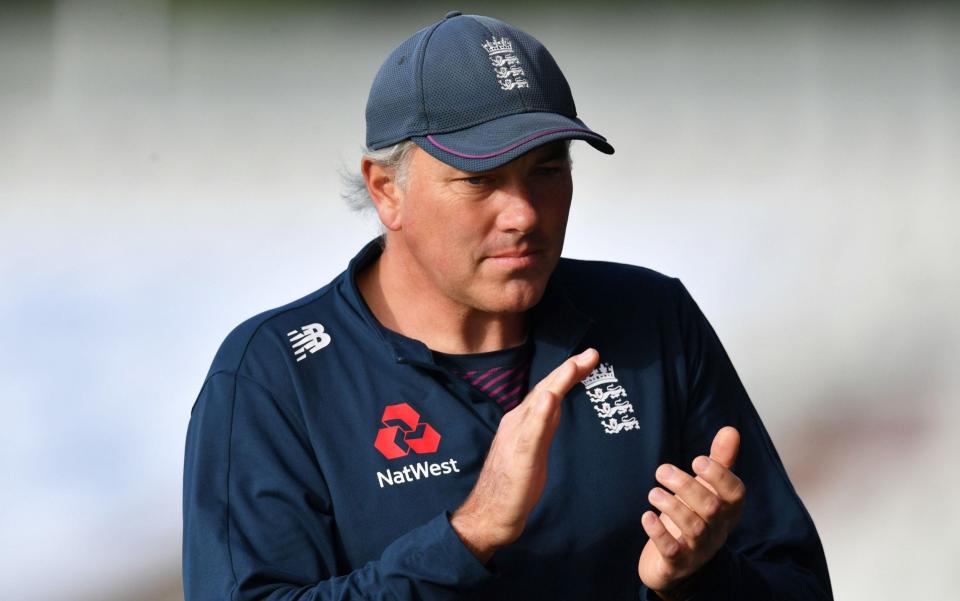 Chris Silverwood, Head Coach of England applauds the players in at the end of the days play during Day Three of the Ruth Strauss Foundation Test, the Third Test  - Getty Images